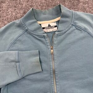 American Giant Sweater Large Light Blue Full Zip‎ Jacket Cotton Flaw Men's